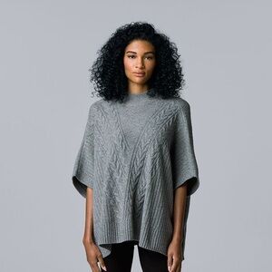 Simply Vera Vera Wang Gray Cable Knit Cape